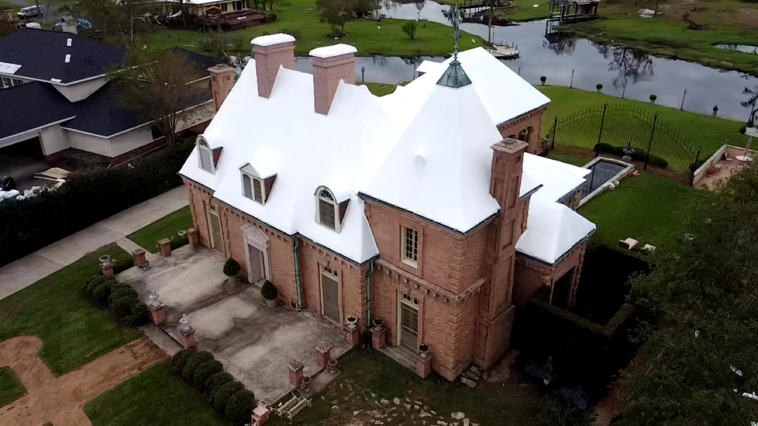 Brick estate sealed under RoofWrap after flooding