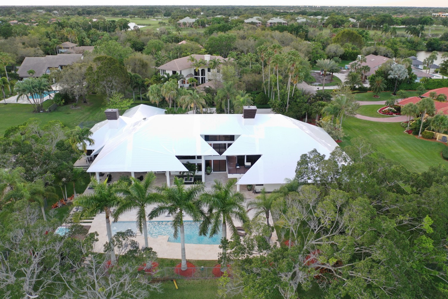 Private estate with every roof plane sealed under RoofWrap
